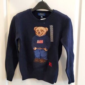Boys Polo Ralph Lauren Polo Bear  Sweater, NEW, Size M(10-12), Color Hunter Navy